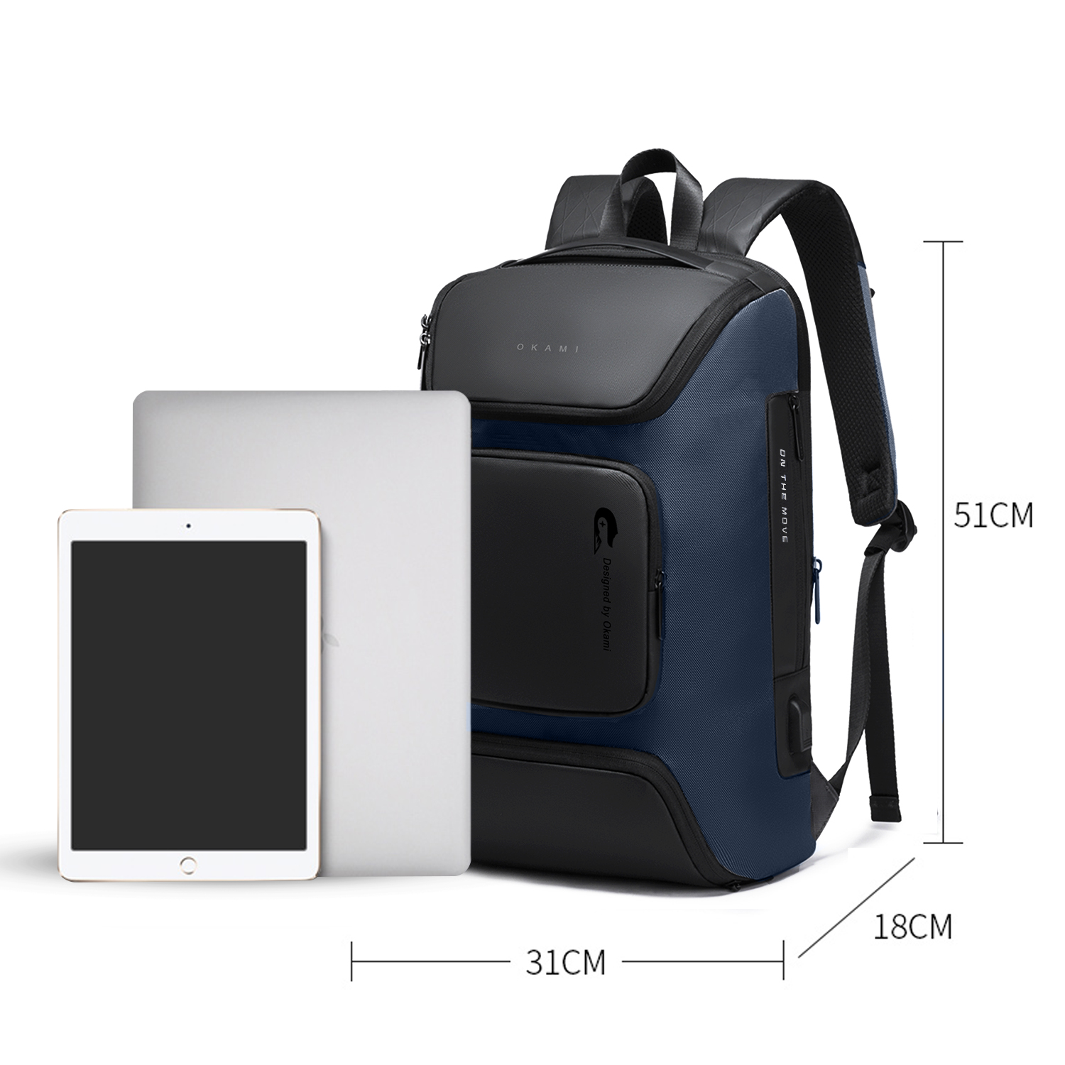 Nomad Laptop Backpack with Integrated Dual USB PD 3.0 Type-C Fast-Charging Upto 35 Watts (Osaka Blue)