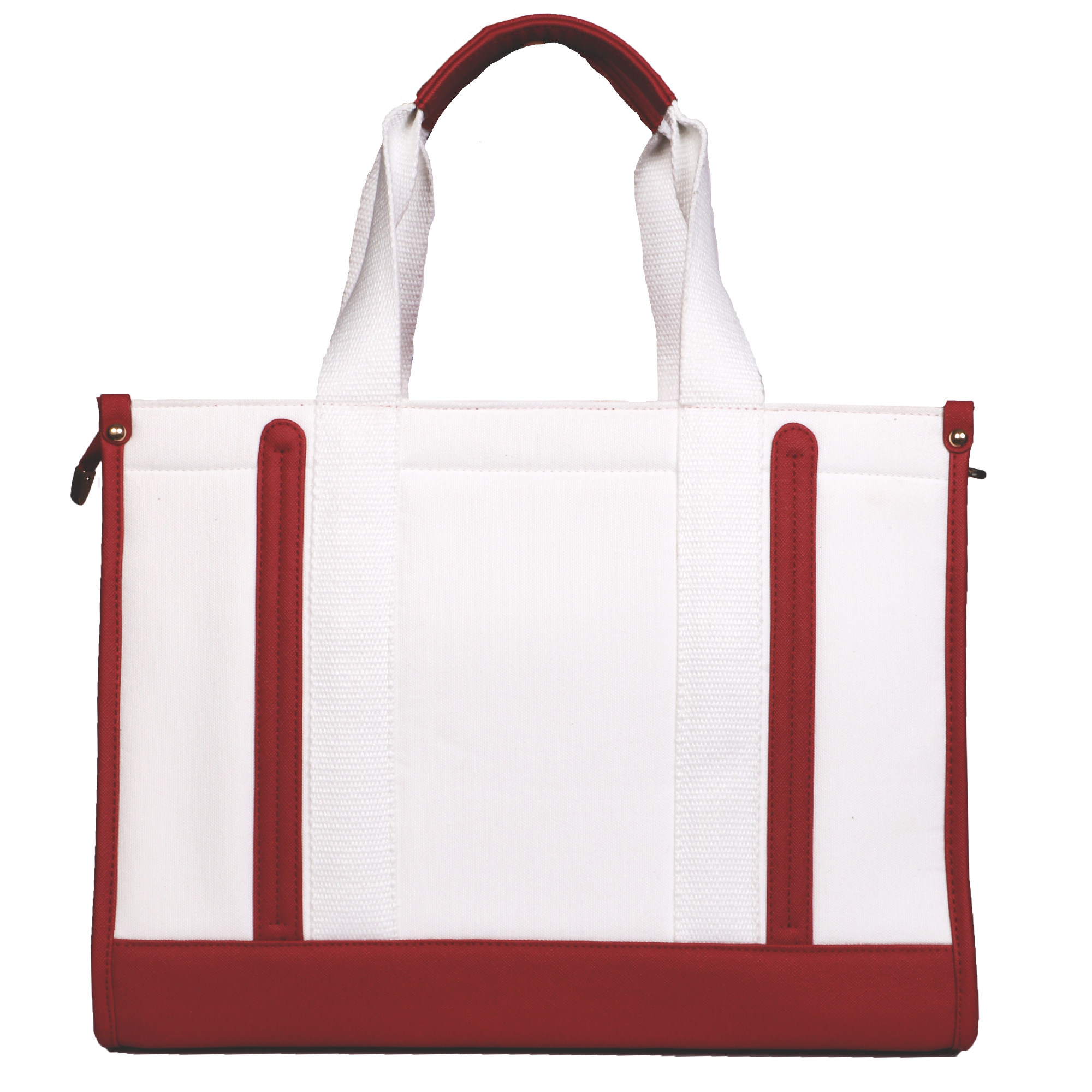 Okami Everyday Women's Canvas Tote Bag for Laptops Upto 14.1" (White-Red)